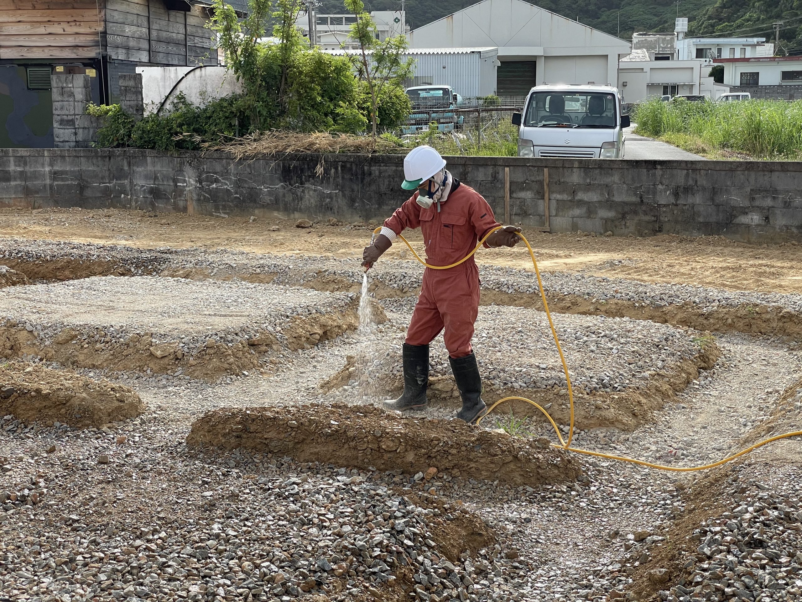 新築 木造平屋 P企業様 グループホーム シロアリ土壌処理 捨てコンクリート打設 国頭村